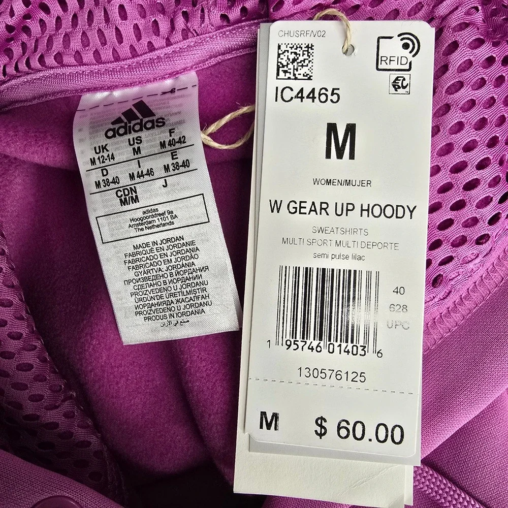 Adidas Womens Medium‎ Gear Up Hoodie Sweatshirt Semi Pulse Lilac Athleisure Gym